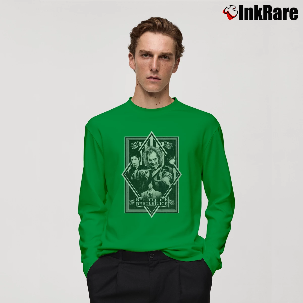 Beetlejuice Beetlejuice Men’s Long-Sleeve Tee in irish green – Versatile Layering Men’s Beetlejuice Beetlejuice Long-Sleeve Shirt in irish green | Sleek, Lightweight, Year-Round Wear