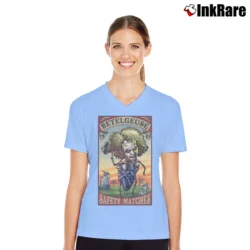 Women’s Beetlejuice Betelgeuse Matches V-Neck Tee in light blue | Chic Neckline, Soft Texture
