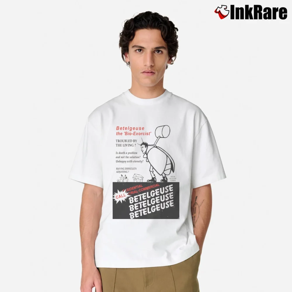 Men’s Beetlejuice Bio Exorcist Classic T-Shirt in white | Soft, Breathable Everyday Wear