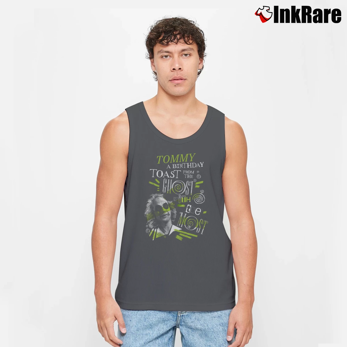 Beetlejuice Ghost With The Most Men’s Performance Tank in charcoal – Lightweight Comfort Men’s Beetlejuice Ghost With The Most Tank Top in charcoal | Breathable, Active-Friendly Design