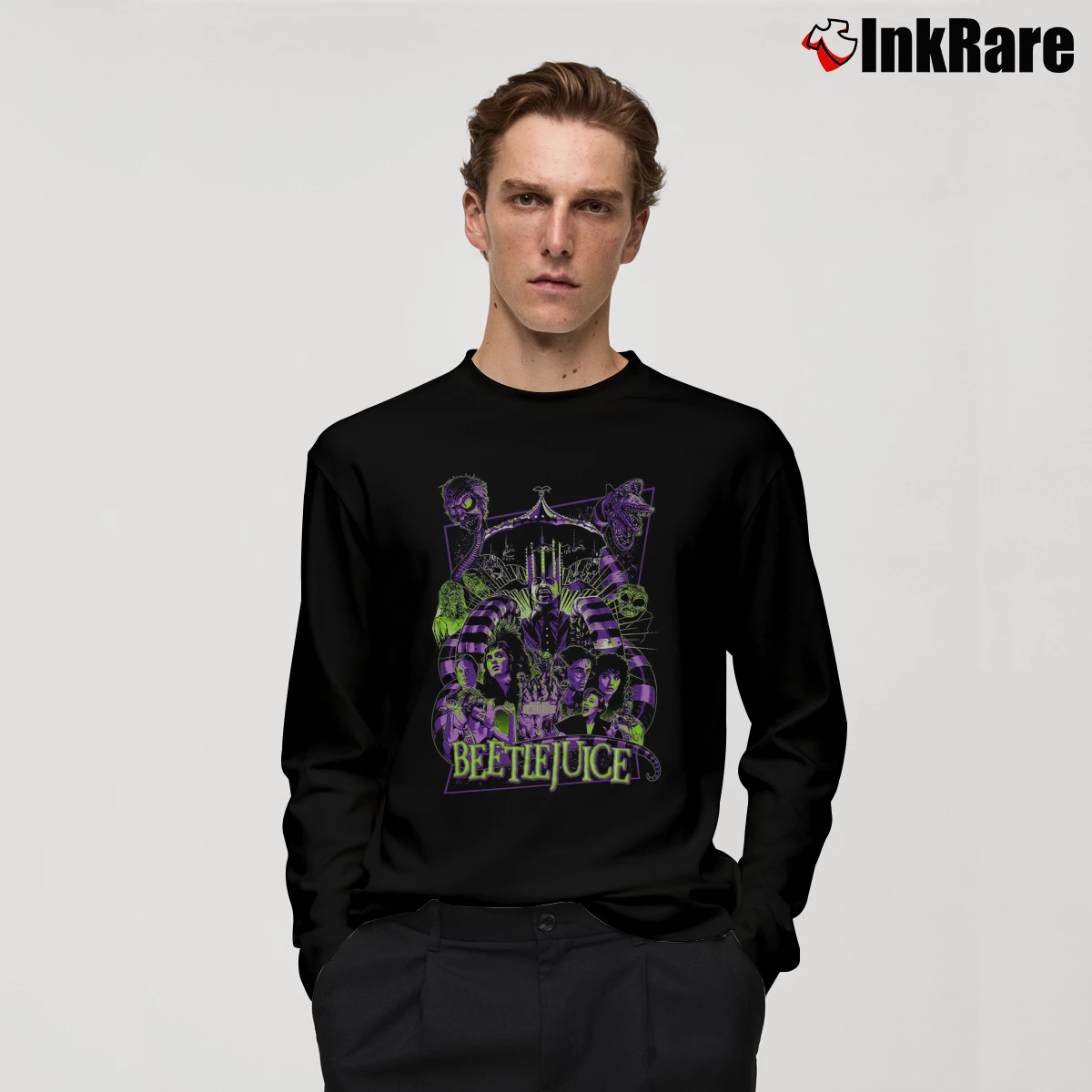 Beetlejuice Horror Movie Men’s Long-Sleeve Tee in black – Versatile Layering Men’s Beetlejuice Horror Movie Long-Sleeve Shirt in black | Sleek, Lightweight, Year-Round Wear