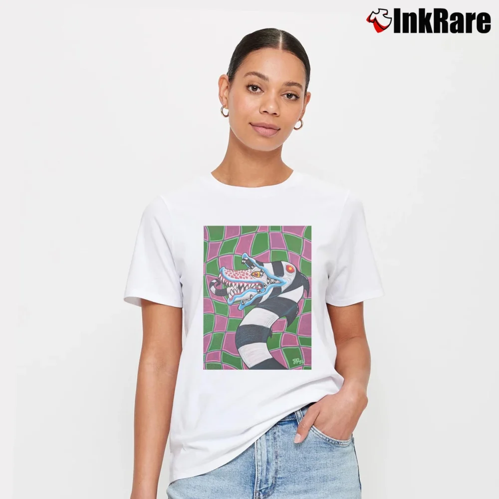 Women’s Beetlejuice Sandworm Signature T-Shirt in white | Soft, Flattering Fit