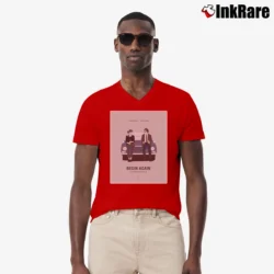 Men’s Begin Again John Carney V-Neck Tee in red | Sharp, Breathable, Everyday Staple