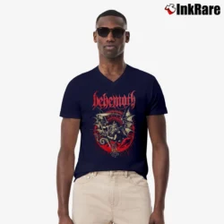 Men’s Behemoth Demon Reaper Metal Graphic V-Neck Tee in navy | Sharp, Breathable, Everyday Staple