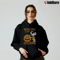 Women’s Being Cool Is My Costume Snoopy Halloween Cozy Hoodie in black | Warm, Structured, Stylish