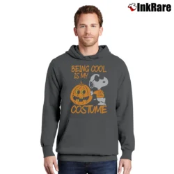 Men’s Being Cool Is My Costume Snoopy Halloween Pullover Hoodie in charcoal | Cozy, Durable, Modern Fit