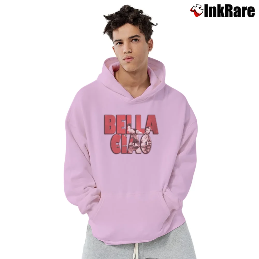 Men’s Bella Ciao Pullover Hoodie in light pink | Cozy, Durable, Modern Fit