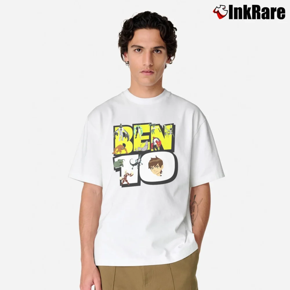 Men’s Ben 10 Logo Art Cartoon Classic T-Shirt in white | Soft, Breathable Everyday Wear