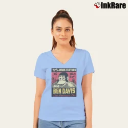 Women’s Ben Davis Jeremy Fish Special Logo V-Neck Tee in light blue | Chic Neckline, Soft Texture