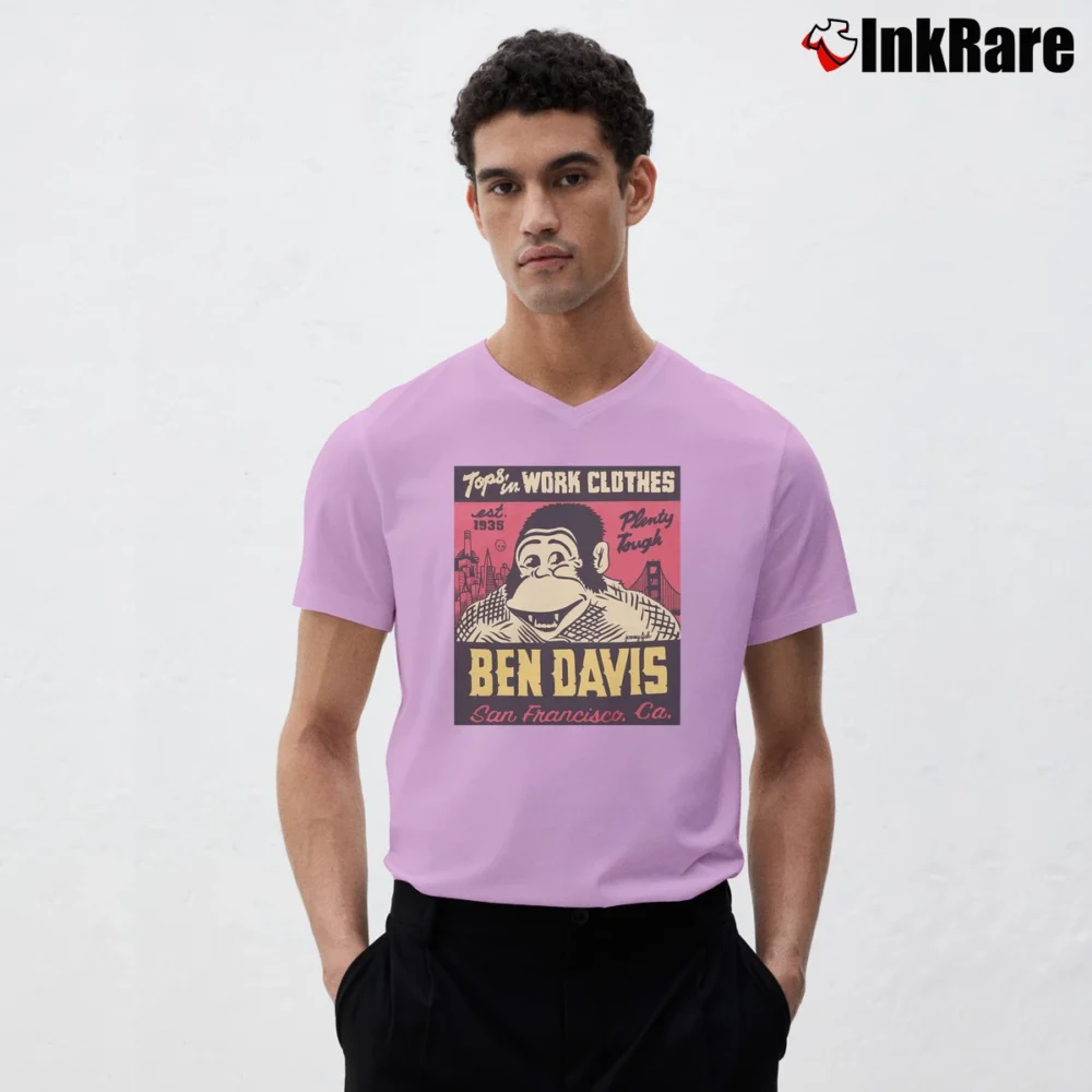 Men’s Ben Davis Jeremy Fish Special Logo V-Neck Tee in light pink | Sharp, Breathable, Everyday Staple