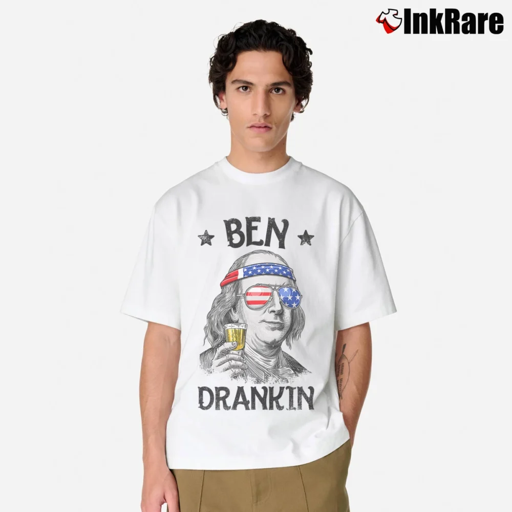 Men’s Ben Drankin 4th Of July Classic T-Shirt in white | Soft, Breathable Everyday Wear