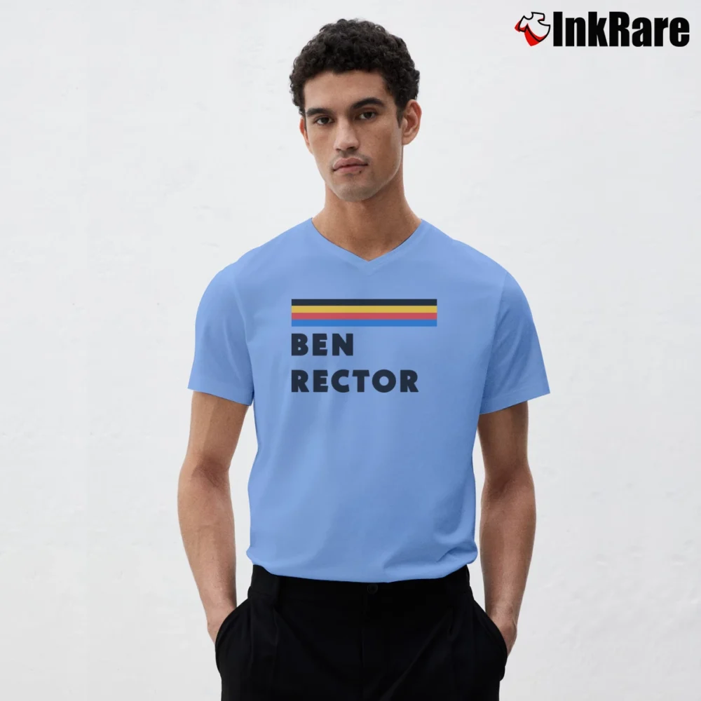 Men’s Ben Rector Retro V-Neck Tee in light blue | Sharp, Breathable, Everyday Staple
