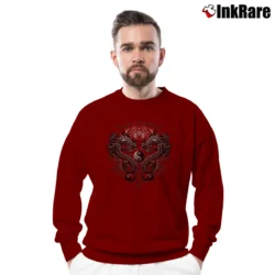 Men’s Bengal Rising Tiger Yin Yang Asian Art Crewneck Sweatshirt in maroon | Cozy Fabric, Clean Style