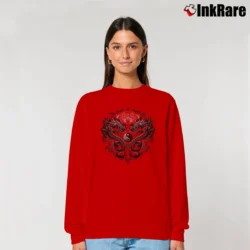 Women’s Bengal Rising Tiger Yin Yang Asian Art Relaxed Sweatshirt in red | Soft, Laid-Back Vibe