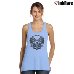 Women’s Bengal Rising Tiger Yin Yang Asian Art Tank Top in light blue | Lightweight, Movement-Friendly
