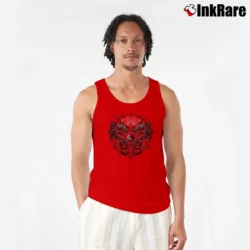 Men’s Bengal Rising Tiger Yin Yang Asian Art Tank Top in red | Breathable, Active-Friendly Design