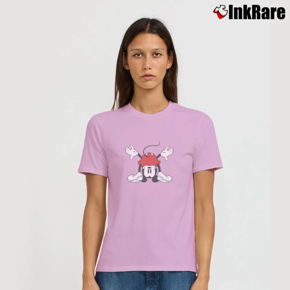 Women’s Bent Over Mickey Mouse Signature T-Shirt in light pink | Soft, Flattering Fit