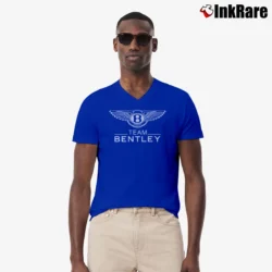 Men’s Bentley Team Motors Car Logo V-Neck Tee in royal blue | Sharp, Breathable, Everyday Staple