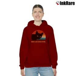 Women’s Best Cat Dad Ever Black Cat Daddy Cozy Hoodie in maroon | Warm, Structured, Stylish