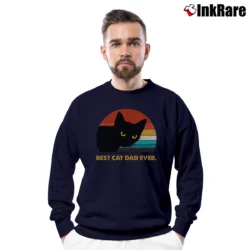 Men’s Best Cat Dad Ever Black Cat Daddy Crewneck Sweatshirt in navy | Cozy Fabric, Clean Style