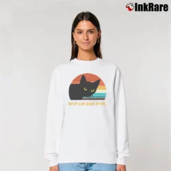 Women’s Best Cat Dad Ever Black Cat Daddy Relaxed Sweatshirt in white | Soft, Laid-Back Vibe