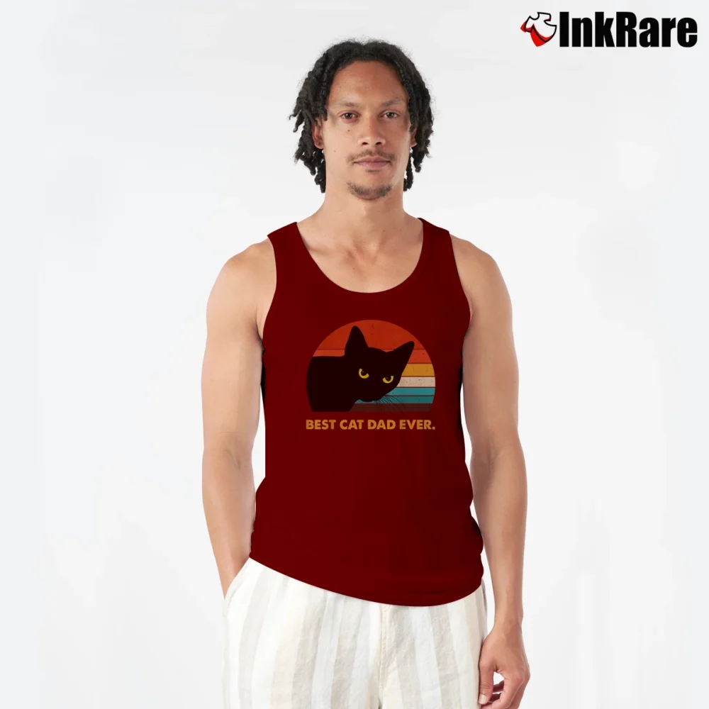 Men’s Best Cat Dad Ever Black Cat Daddy Tank Top in maroon | Breathable, Active-Friendly Design