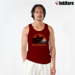 Men’s Best Cat Dad Ever Black Cat Daddy Tank Top in maroon | Breathable, Active-Friendly Design