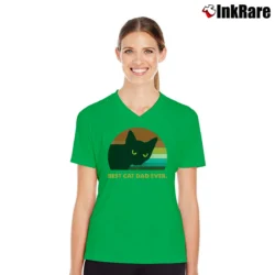 Women’s Best Cat Dad Ever Black Cat Daddy V-Neck Tee in irish green | Chic Neckline, Soft Texture