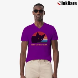 Men’s Best Cat Dad Ever Black Cat Daddy V-Neck Tee in purple | Sharp, Breathable, Everyday Staple