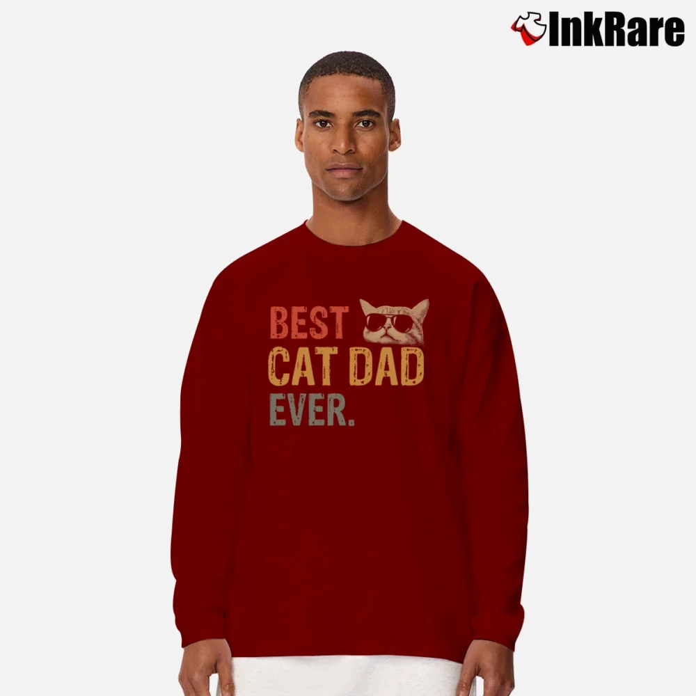 Men’s Best Cat Dad Ever Cat Daddy Gift Long-Sleeve Shirt in maroon | Sleek, Lightweight, Year-Round Wear