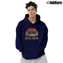 Men’s Best Cat Dad Ever Funny Cat Father Gift Pullover Hoodie in navy | Cozy, Durable, Modern Fit