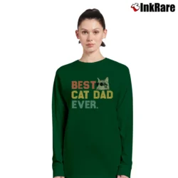 Women’s Best Cat Dad Ever Funny Gift Long-Sleeve Top in forest green | Sleek, Versatile, All-Season