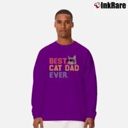 Men’s Best Cat Dad Ever Funny Gift Long-Sleeve Shirt in purple | Sleek, Lightweight, Year-Round Wear
