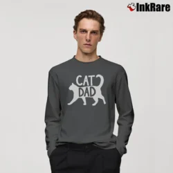 Men’s Best Cat Dad Funny Gift For Father's Day Long-Sleeve Shirt in charcoal | Sleek, Lightweight, Year-Round Wear