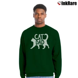 Men’s Best Cat Dad Funny Gift For Father's Day Crewneck Sweatshirt in forest green | Cozy Fabric, Clean Style