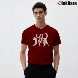 Men’s Best Cat Dad Funny Gift For Father's Day V-Neck Tee in maroon | Sharp, Breathable, Everyday Staple