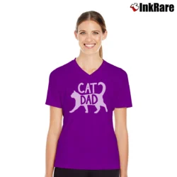 Women’s Best Cat Dad Funny Gift For Father's Day V-Neck Tee in purple | Chic Neckline, Soft Texture