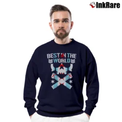 Men’s Best in the world cm punk for wrestling fans Crewneck Sweatshirt in navy | Cozy Fabric, Clean Style