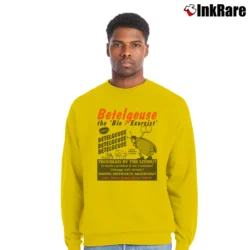 Men’s Betelgeuse The Bio Exorcist Bettlejuice Movie Crewneck Sweatshirt in yellow | Cozy Fabric, Clean Style