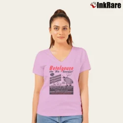 Women’s Betelgeuse The Bio Exorcist Bettlejuice Movie V-Neck Tee in light pink | Chic Neckline, Soft Texture