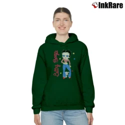 Women’s Betty Boop 70s Hippie 90s Cartoon USA Cozy Hoodie in forest green | Warm, Structured, Stylish