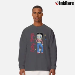 Men’s Betty Boop 70s Hippie 90s Cartoon USA Long-Sleeve Shirt in charcoal | Sleek, Lightweight, Year-Round Wear