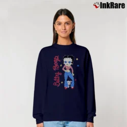 Women’s Betty Boop 70s Hippie 90s Cartoon USA Relaxed Sweatshirt in navy | Soft, Laid-Back Vibe