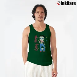 Men’s Betty Boop 70s Hippie 90s Cartoon USA Tank Top in forest green | Breathable, Active-Friendly Design