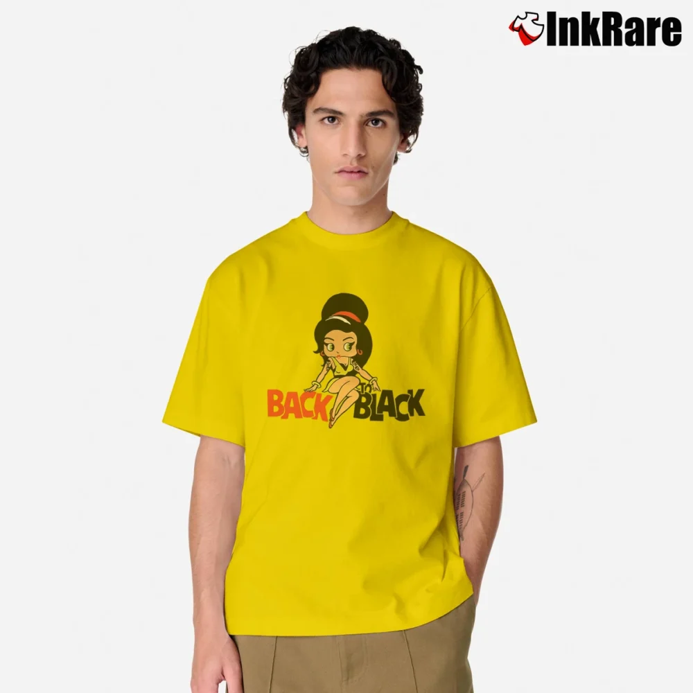 Men’s Betty Boop Amy Winehouse Back To Black Classic T-Shirt in yellow | Soft, Breathable Everyday Wear