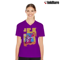 Women’s Betty Boop And Bimbo Freddie Cartoon V-Neck Tee in purple | Chic Neckline, Soft Texture