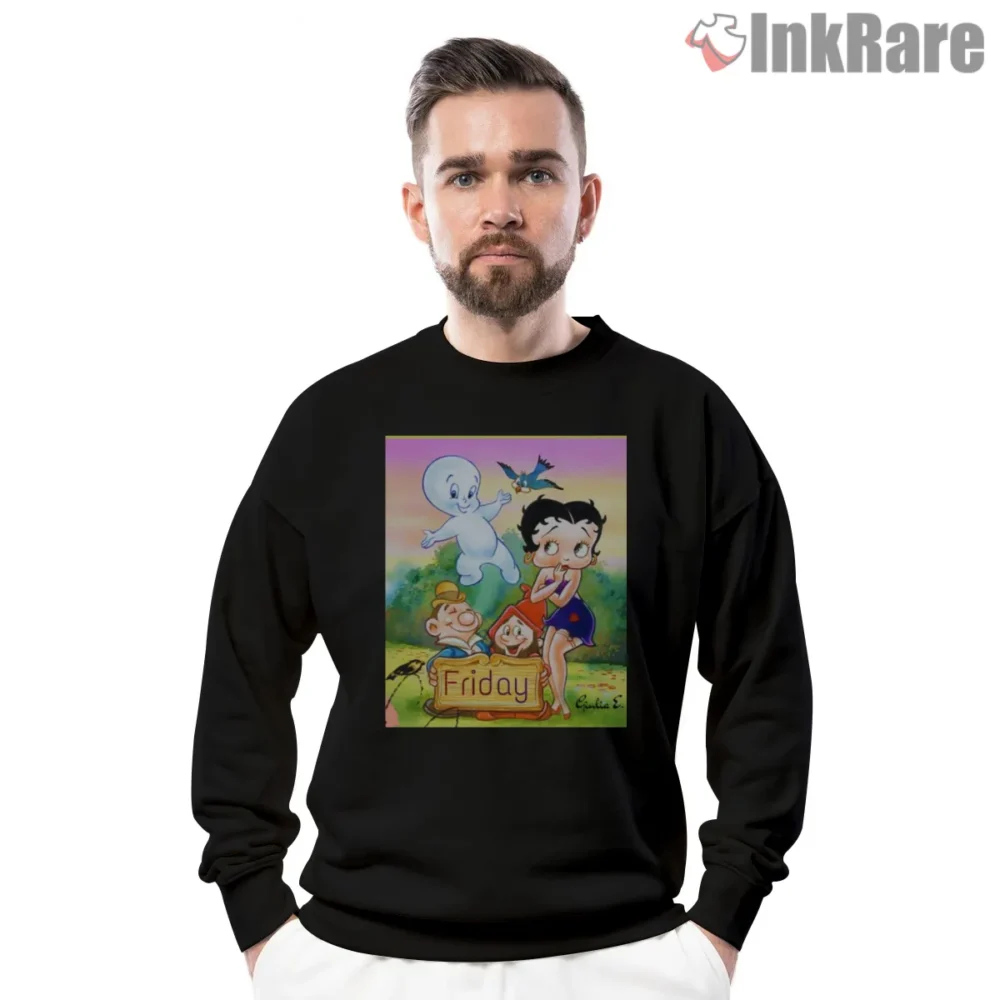 Betty Boop And Casper Friday Cartoon Crossover Shirt on graphic shirt for men graphic tee