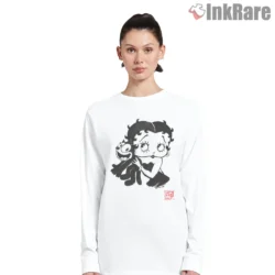 Betty Boop And Felix The Cat Ink Style Shirt on white long sleeve shirt for women graphic tee