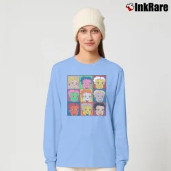 Women’s Betty Boop Andy Warhol Style Pop Art Long-Sleeve Top in light blue | Sleek, Versatile, All-Season