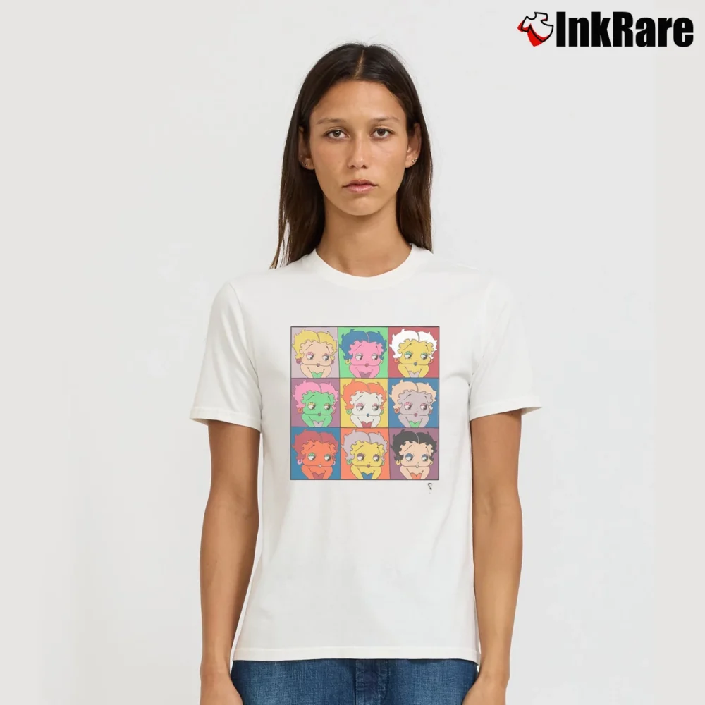 Women’s Betty Boop Andy Warhol Style Pop Art Signature T-Shirt in white | Soft, Flattering Fit